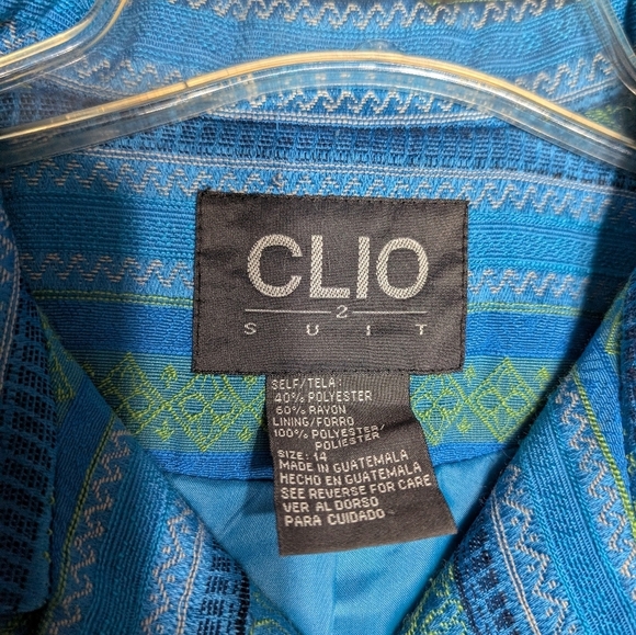 Clio 2 Piece Stylish Blue Striped Women's Button Down Coat And Dress Set Size 14 - Picture 9 of 16